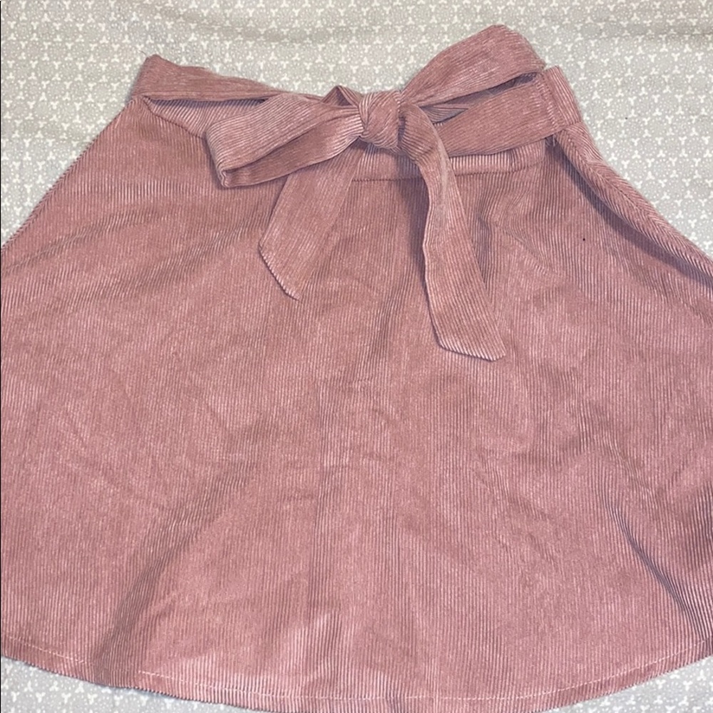 Blush Corduroy Tie Front Skater Skirt